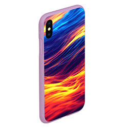 Чехол iPhone XS Max матовый Волны неон, цвет: 3D-сиреневый — фото 2