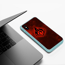 Чехол iPhone XS Max матовый ПИРО элемент Genshin Impact, цвет: 3D-мятный — фото 2
