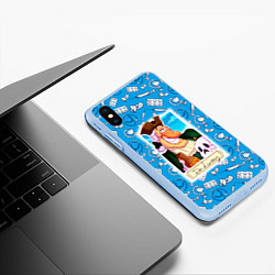 Чехол iPhone XS Max матовый Доктор Ливси с черепом и ромом, цвет: 3D-голубой — фото 2
