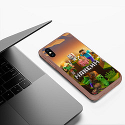 Чехол iPhone XS Max матовый Максим Minecraft, цвет: 3D-коричневый — фото 2