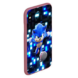 Чехол iPhone XS Max матовый Sonic neon squares, цвет: 3D-малиновый — фото 2