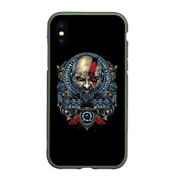 Чехол iPhone XS Max матовый Кратос и клики хаоса GoW Ragnarok
