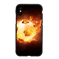 Чехол iPhone XS Max матовый Футбольный мяч огонь, цвет: 3D-черный