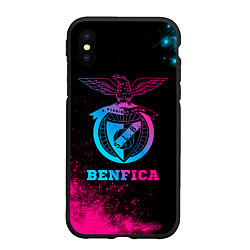 Чехол iPhone XS Max матовый Benfica - neon gradient, цвет: 3D-черный