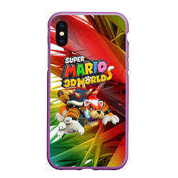 Чехол iPhone XS Max матовый Tiger-Bowser - Super Mario 3D World, цвет: 3D-фиолетовый