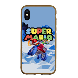 Чехол iPhone XS Max матовый Марио и Луиджи гонщики - Super Mario