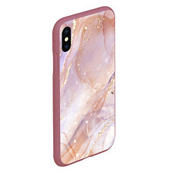 Чехол iPhone XS Max матовый Бежевый с золотом мрамор, цвет: 3D-малиновый — фото 2