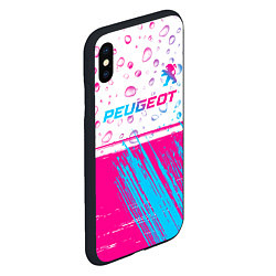 Чехол iPhone XS Max матовый Peugeot neon gradient style: символ сверху, цвет: 3D-черный — фото 2