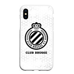 Чехол iPhone XS Max матовый Club Brugge sport на светлом фоне, цвет: 3D-белый