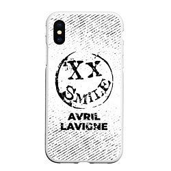 Чехол iPhone XS Max матовый Avril Lavigne с потертостями на светлом фоне, цвет: 3D-белый