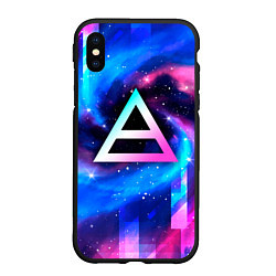 Чехол iPhone XS Max матовый Thirty Seconds to Mars неоновый космос, цвет: 3D-черный