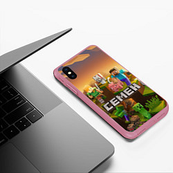 Чехол iPhone XS Max матовый Семен Minecraft, цвет: 3D-малиновый — фото 2