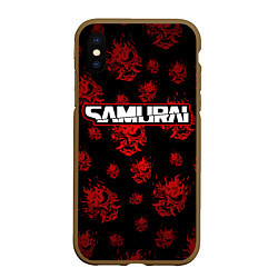 Чехол iPhone XS Max матовый Samurai - Красный паттерн - Cyberpunk