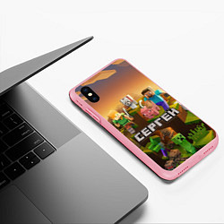 Чехол iPhone XS Max матовый Сергей Minecraft, цвет: 3D-баблгам — фото 2