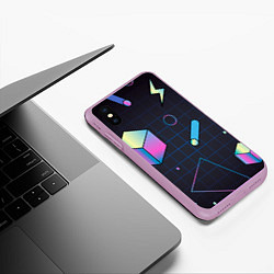 Чехол iPhone XS Max матовый Геометрические фигуры на темном фоне, цвет: 3D-сиреневый — фото 2