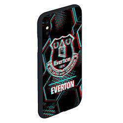 Чехол iPhone XS Max матовый Everton FC в стиле glitch на темном фоне, цвет: 3D-черный — фото 2