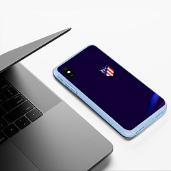 Чехол iPhone XS Max матовый Фк Atletico абстракция, цвет: 3D-голубой — фото 2