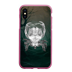 Чехол iPhone XS Max матовый Happy Halloween - Crab, цвет: 3D-малиновый