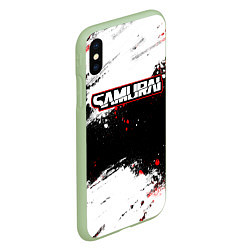 Чехол iPhone XS Max матовый Samurai - cyberpunk 2077 - Белый краски, цвет: 3D-салатовый — фото 2