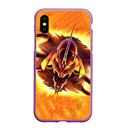 Чехол iPhone XS Max матовый Evangelion fire, цвет: 3D-фиолетовый