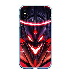 Чехол iPhone XS Max матовый Evangelion: Eva 01, цвет: 3D-голубой