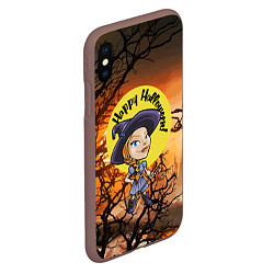 Чехол iPhone XS Max матовый Happy Halloween - Witch, цвет: 3D-коричневый — фото 2