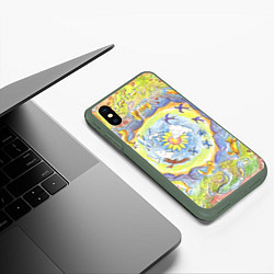 Чехол iPhone XS Max матовый Жизнь суслика рисунок карандашами, цвет: 3D-темно-зеленый — фото 2