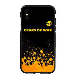 Чехол iPhone XS Max матовый Gears of War - gold gradient: символ сверху, цвет: 3D-черный