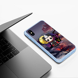 Чехол iPhone XS Max матовый Японский вампир - малолетка - сакура, цвет: 3D-голубой — фото 2