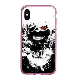 Чехол iPhone XS Max матовый Tokyo Ghoul Kaneki Ken paint, цвет: 3D-малиновый