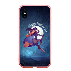 Чехол iPhone XS Max матовый Happy halloween - beautiful witch, цвет: 3D-баблгам