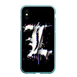 Чехол iPhone XS Max матовый Death Note glitch, цвет: 3D-мятный
