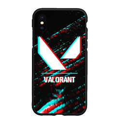 Чехол iPhone XS Max матовый Valorant в стиле glitch и баги графики на темном ф