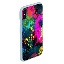 Чехол iPhone XS Max матовый Разноцветные кляксы красов, цвет: 3D-голубой — фото 2