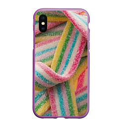 Чехол iPhone XS Max матовый Мармеладная лента, цвет: 3D-фиолетовый