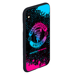 Чехол iPhone XS Max матовый Manchester United - neon gradient, цвет: 3D-черный — фото 2