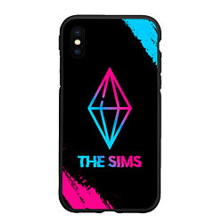 Чехол iPhone XS Max матовый The Sims - neon gradient, цвет: 3D-черный