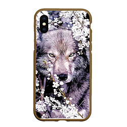Чехол iPhone XS Max матовый Волк, глаза хищника, цвет: 3D-коричневый