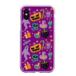 Чехол iPhone XS Max матовый Happy Halloween - holiday pattern