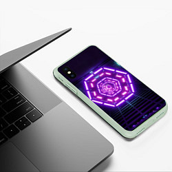 Чехол iPhone XS Max матовый Неоновый вход в портал, цвет: 3D-салатовый — фото 2