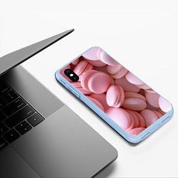Чехол iPhone XS Max матовый Красные и розовые кексы, цвет: 3D-голубой — фото 2