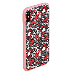 Чехол iPhone XS Max матовый Череп, сердца и цветы, цвет: 3D-баблгам — фото 2