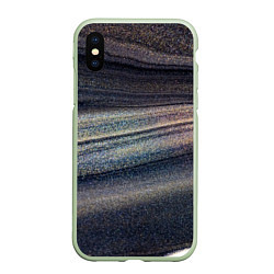Чехол iPhone XS Max матовый Волны блестящего тёмного песка, цвет: 3D-салатовый