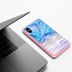 Чехол iPhone XS Max матовый Заснеженный пейзаж акварель, цвет: 3D-баблгам — фото 2