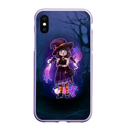 Чехол iPhone XS Max матовый Ведьма-малолетка с котами - Halloween, цвет: 3D-светло-сиреневый