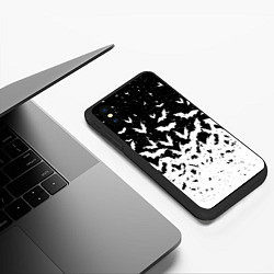 Чехол iPhone XS Max матовый Black and white bat pattern, цвет: 3D-черный — фото 2