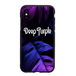 Чехол iPhone XS Max матовый Deep Purple neon monstera, цвет: 3D-черный