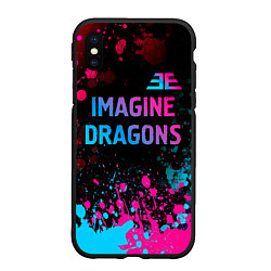 Чехол iPhone XS Max матовый Imagine Dragons - neon gradient: символ сверху