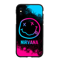 Чехол iPhone XS Max матовый Nirvana - neon gradient, цвет: 3D-черный