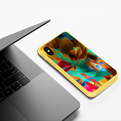 Чехол iPhone XS Max матовый Растительная абстрактная композиция, цвет: 3D-желтый — фото 2